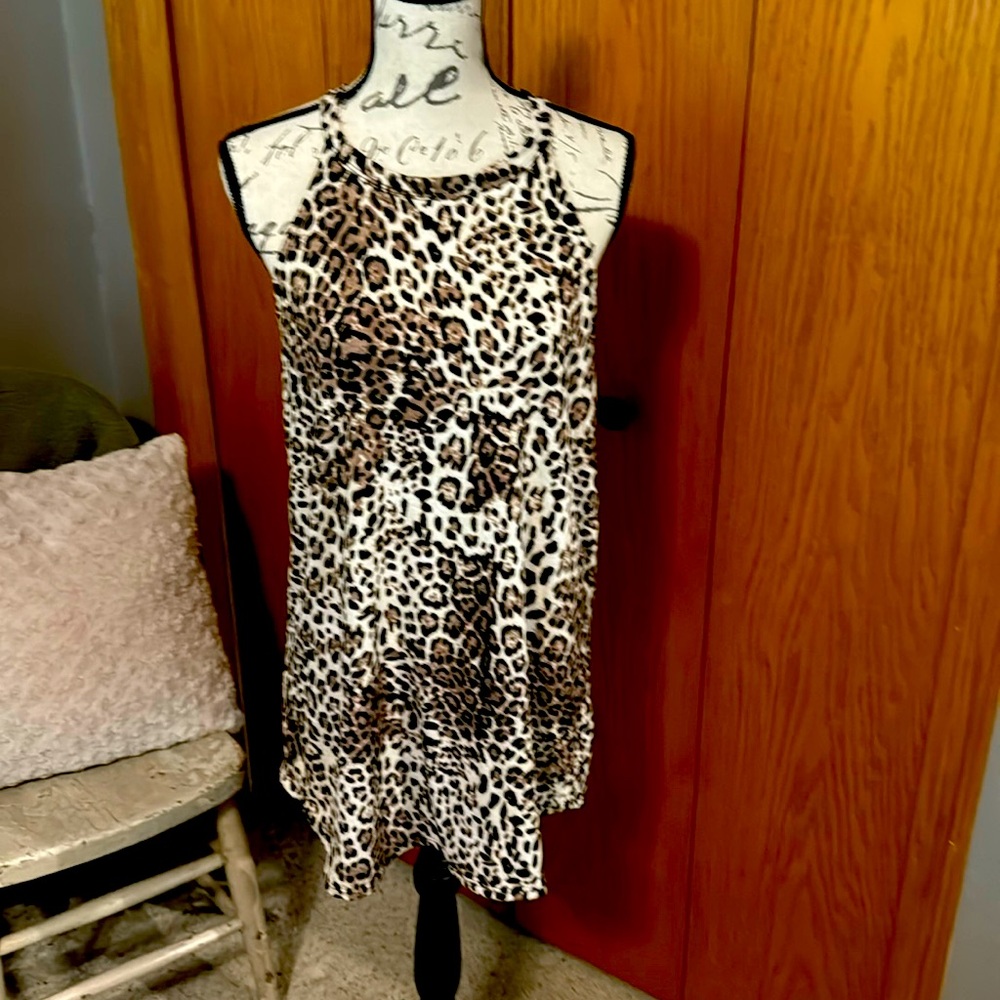 Never worn White Birch leopard print halter dress